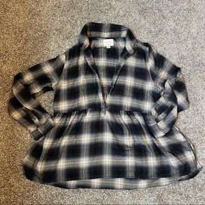 L black/tan plaid American Eagle 1/2 button down flannel